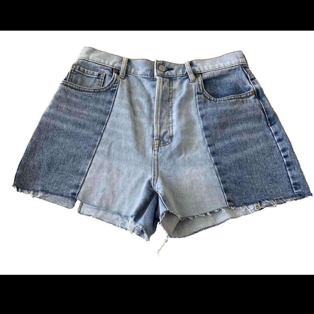 Pacsun Womens Shorts Size 27 Icon High Rise Button Fly Two Tone Denim